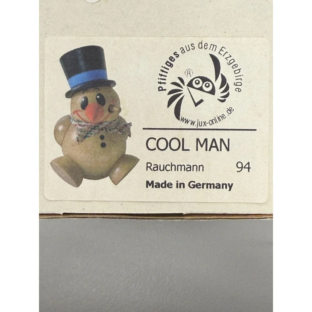 Smoker Cool Man Erzgebirge Brown‎ Wodden Incense Smoker Snowman Germany #20